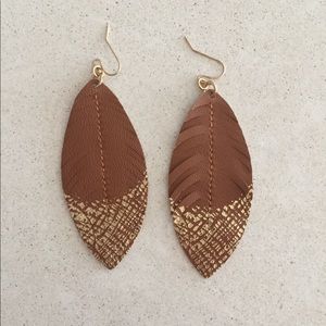 Faux Leather and Gold Earrings